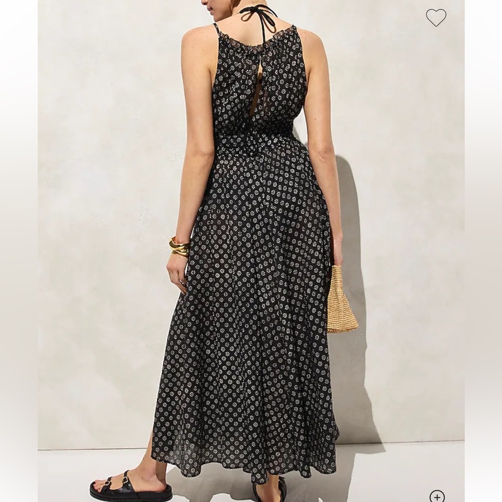 NWT - J. Crew Women’s Crinkled Maxi Dress - Black/White Block Print - Sz M - Picture 3 of 15